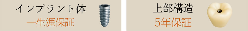 安心のインプラント一生涯保証・上部構造5年保証